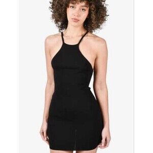 SANDRO Parisian Black Halter Neck Dark Feminine Body-Con Mini Knit Ribbed Dress